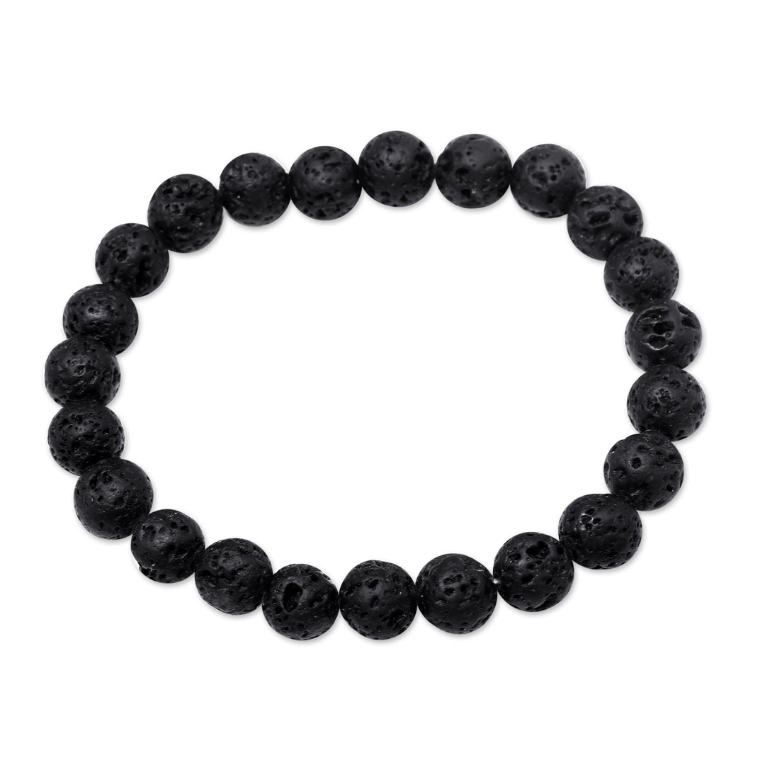 Lava Stone Beaded Stretch Bracelet from Bali - Planet Craters
