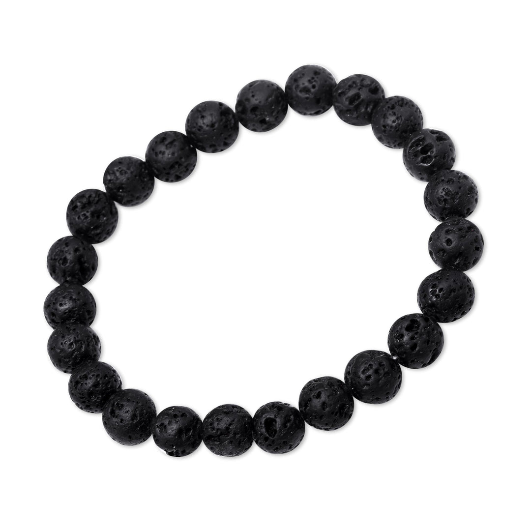 Lava Stone Beaded Stretch Bracelet from Bali - Planet Craters