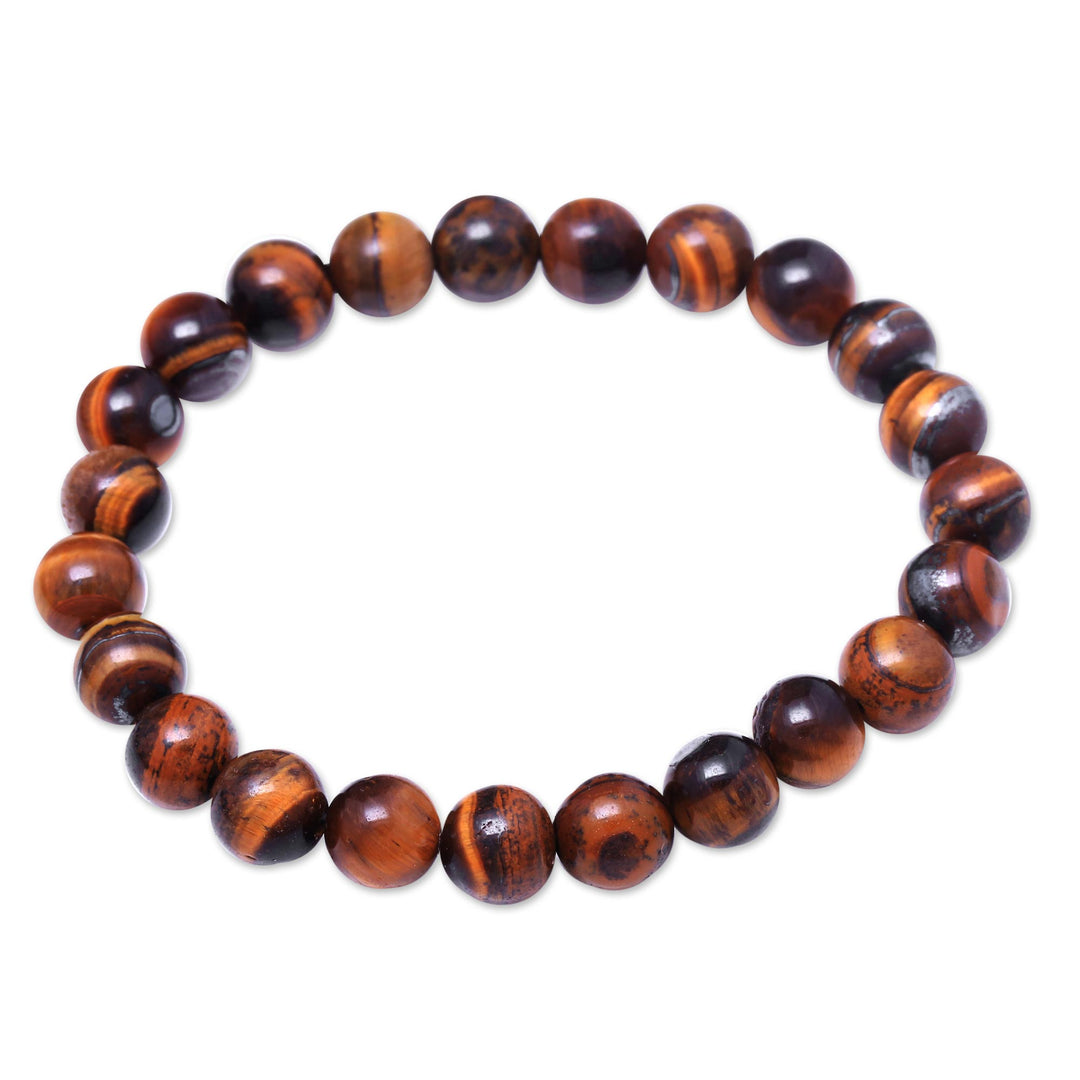 Tiger's Eye Beaded Stretch Bracelet from Bali - Caramel Pebbles