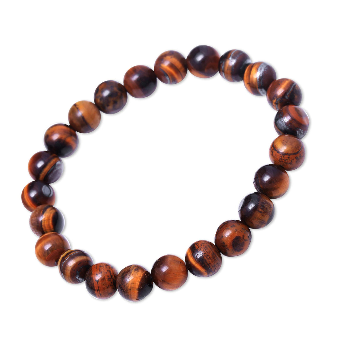 Tiger's Eye Beaded Stretch Bracelet from Bali - Caramel Pebbles