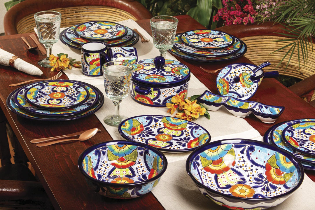 Talavera Ceramic Dessert Plates from Mexico (Pair) - Raining Flowers
