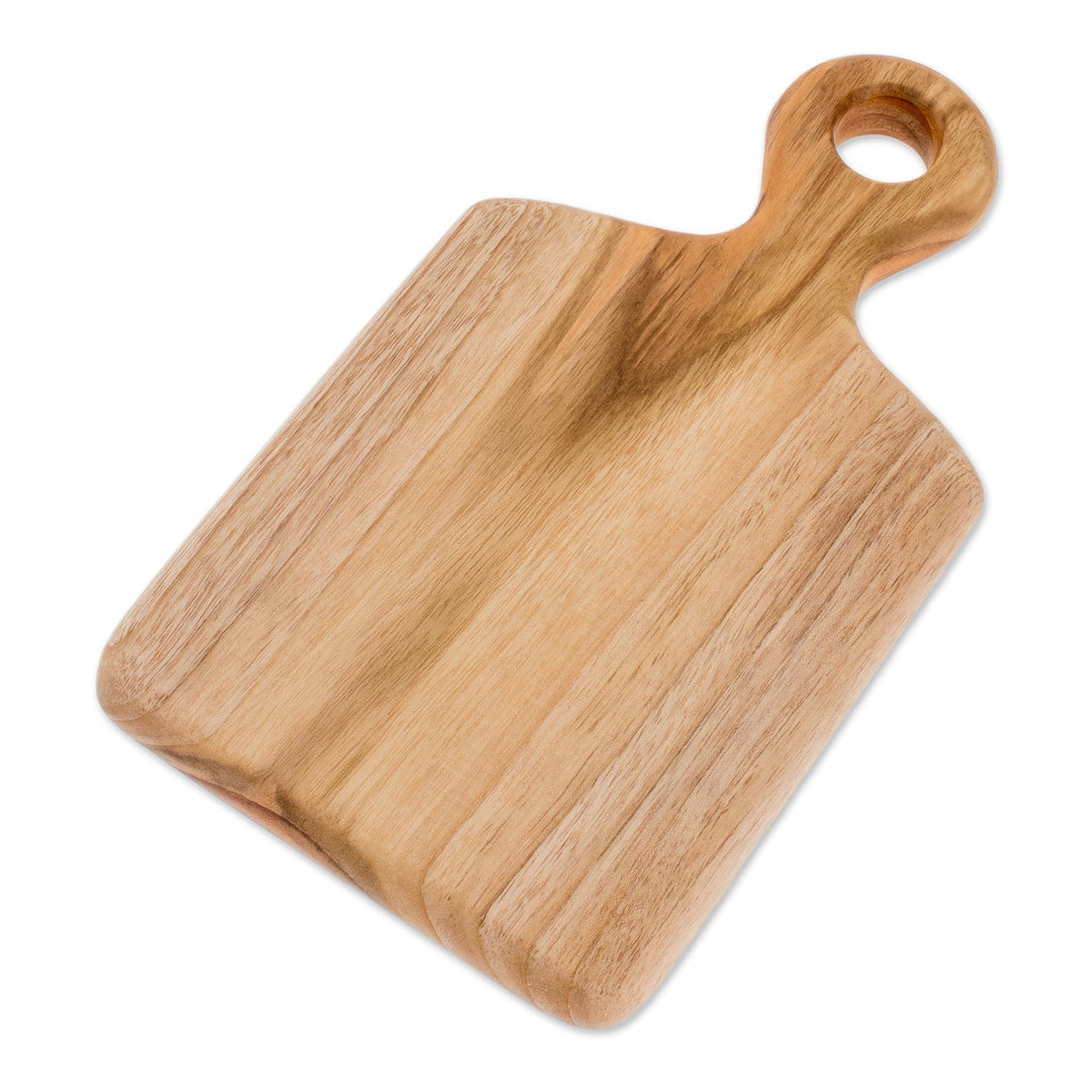 Handmade Teak Wood Cutting Board from Guatemala (10 in.) - Morning Baguette