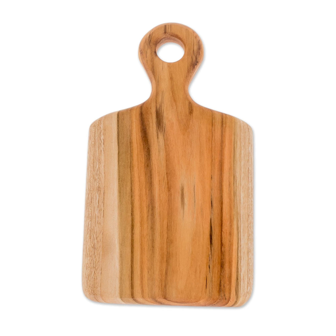 Handmade Teak Wood Cutting Board from Guatemala (10 in.) - Morning Baguette