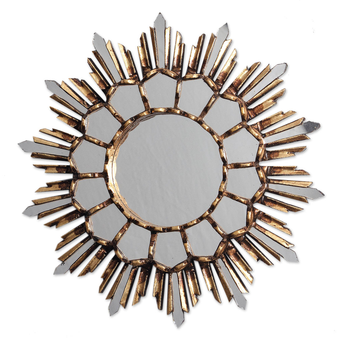 Handcrafted Bronze Gilded Wood Wall Mirror from Peru - Golden Empire