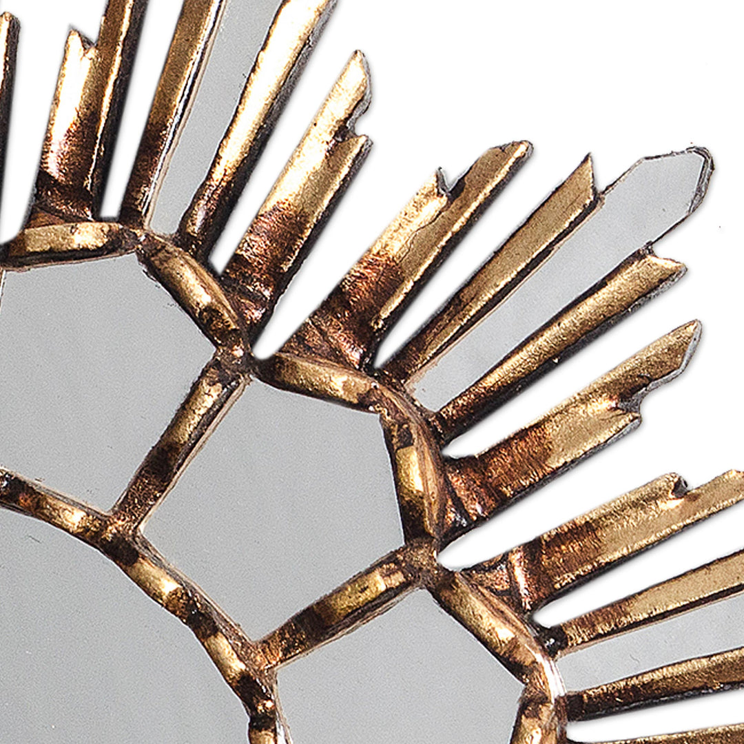 Handcrafted Bronze Gilded Wood Wall Mirror from Peru - Golden Empire