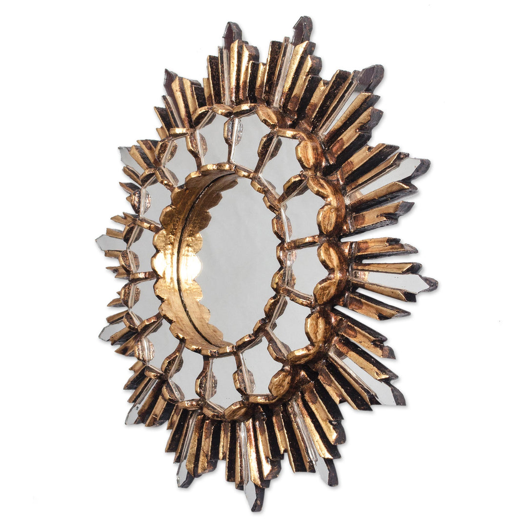 Handcrafted Bronze Gilded Wood Wall Mirror from Peru - Golden Empire