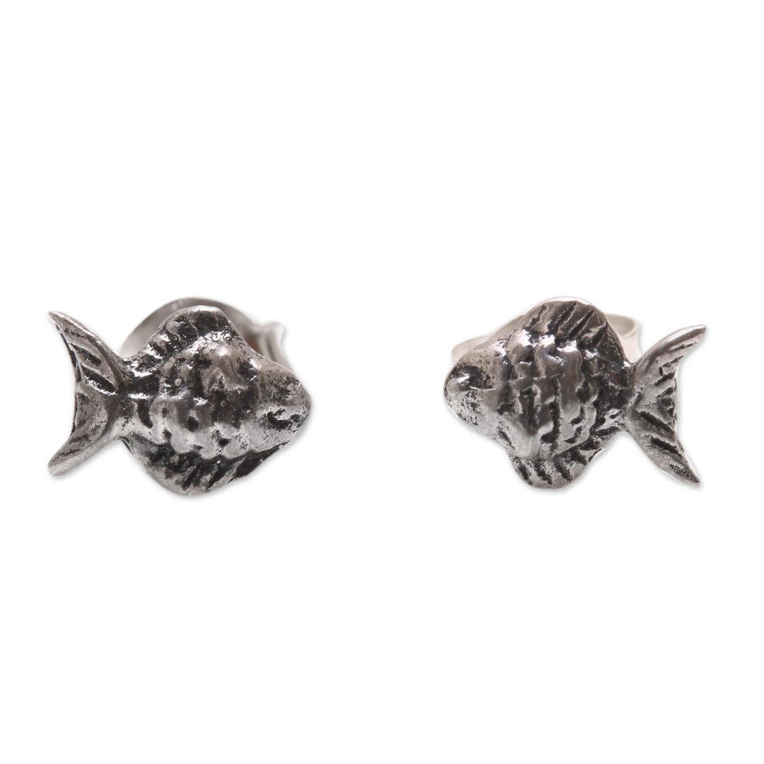 Sterling Silver Fish Stud Earrings from Bali - Sanur Fish