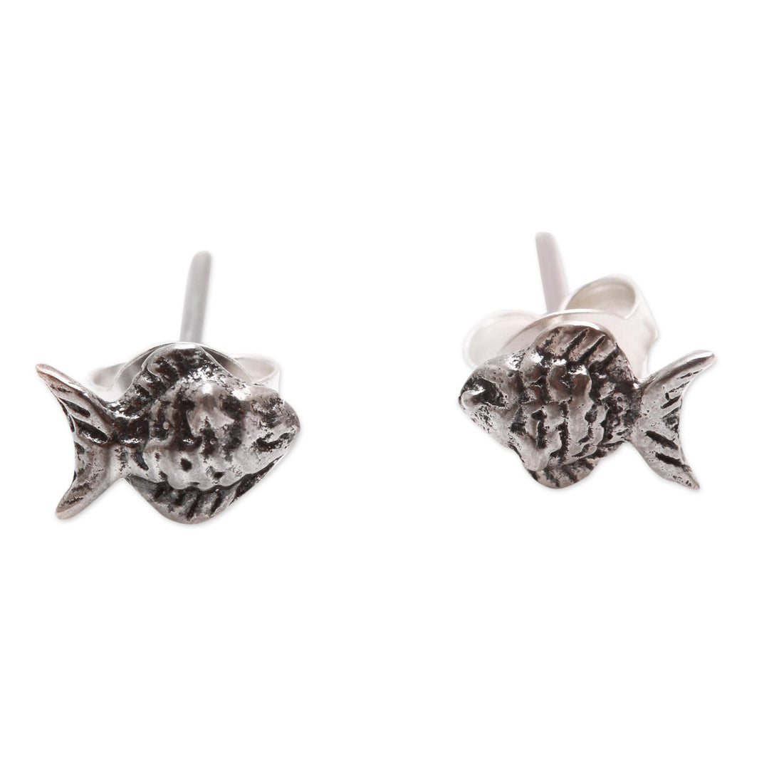 Sterling Silver Fish Stud Earrings from Bali - Sanur Fish