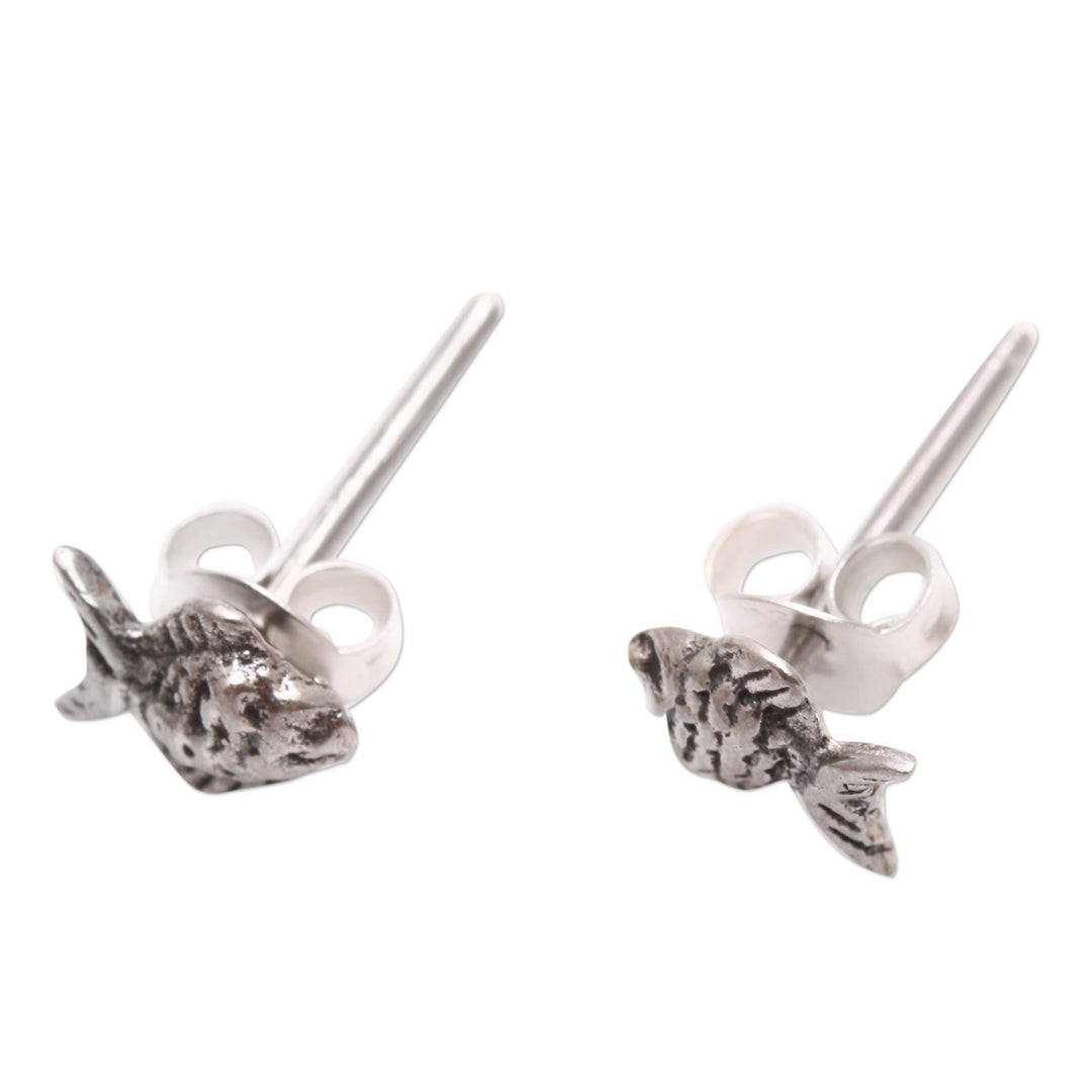 Sterling Silver Fish Stud Earrings from Bali - Sanur Fish