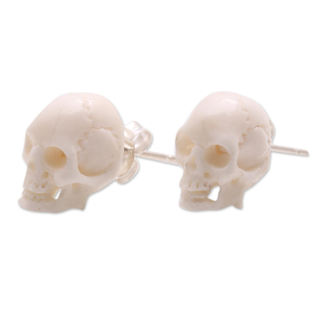 Skull-Shaped Bone Stud Earrings Crafted in Bali - Trunyan Skulls