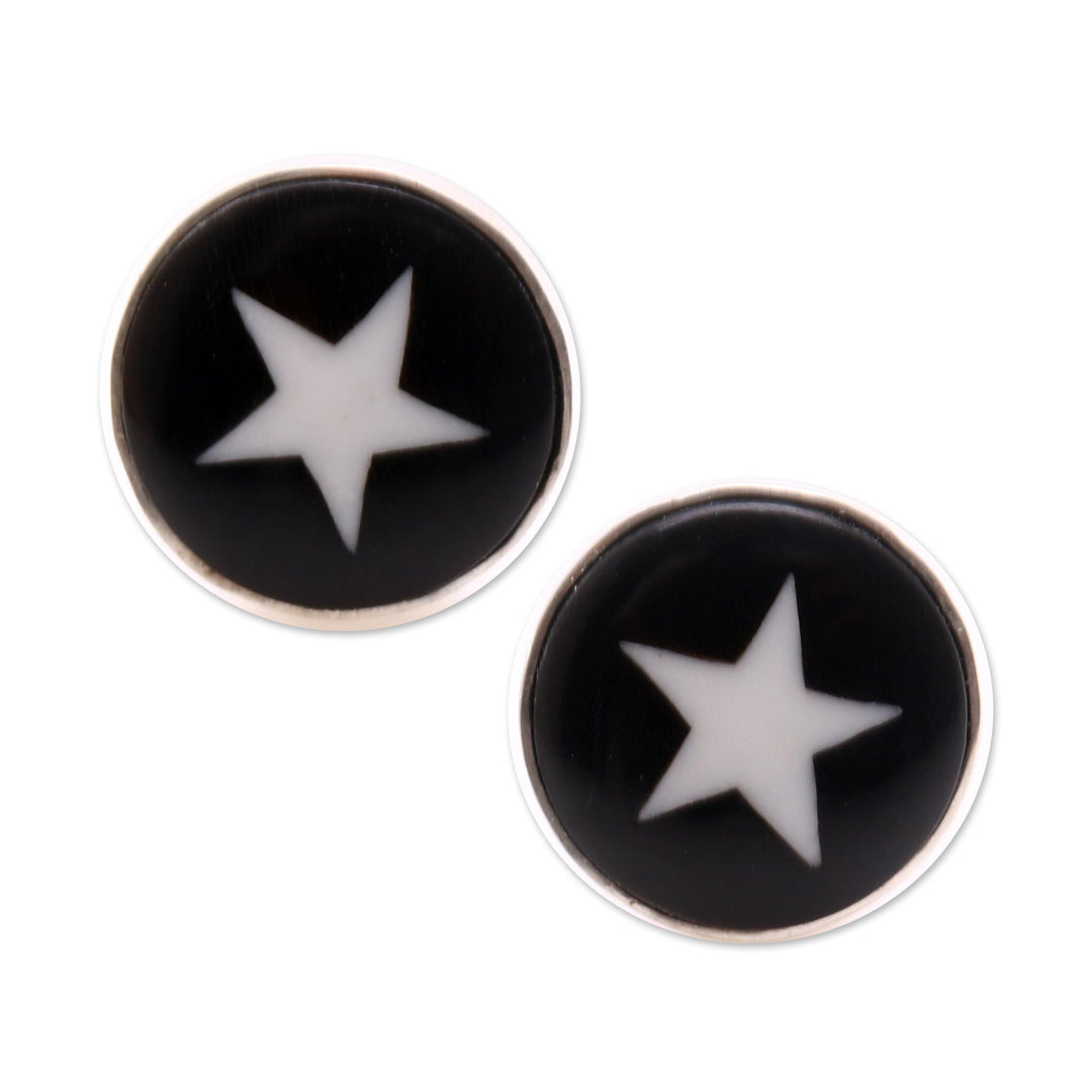 Star Motif Bone Stud Earrings from Bali - Stars Above