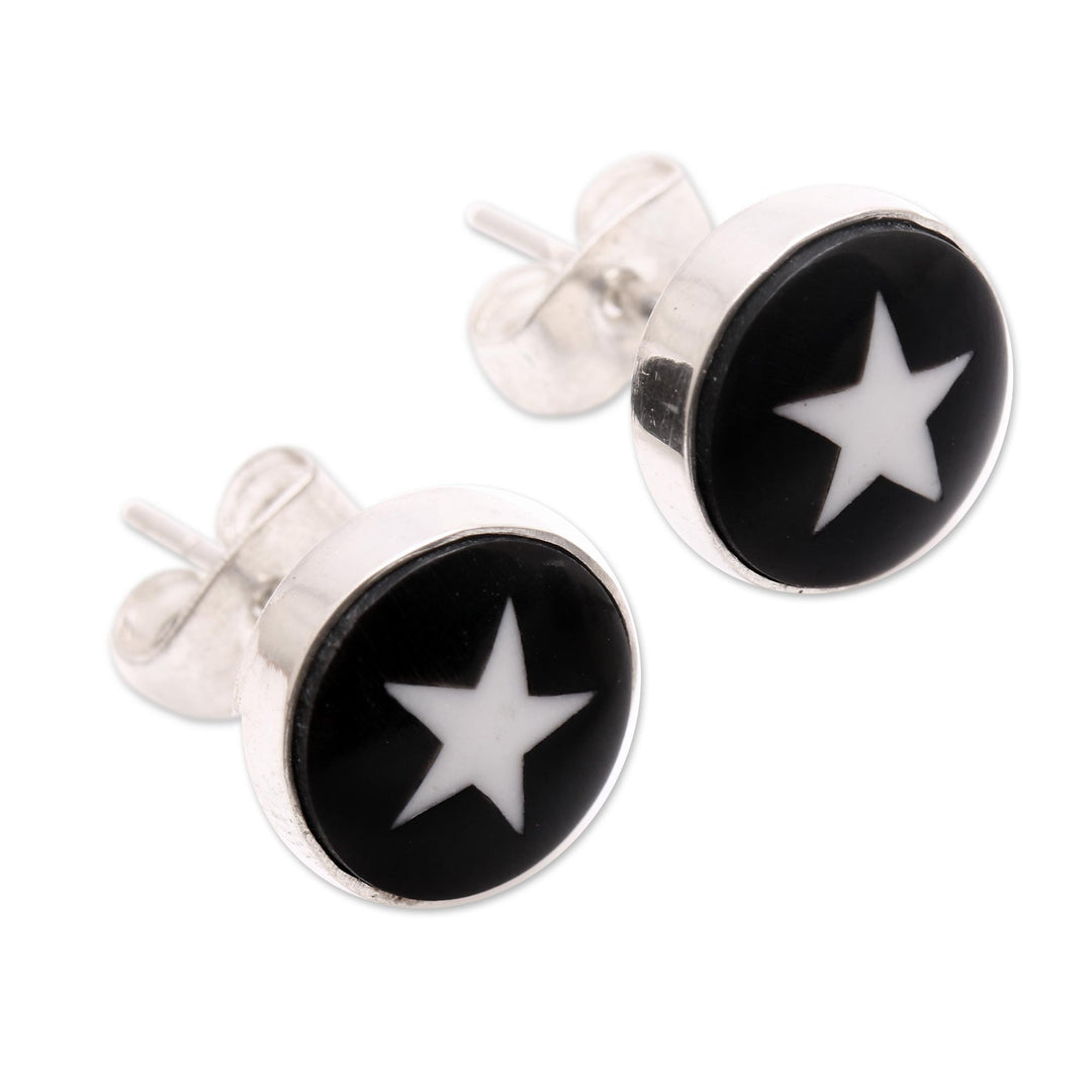Star Motif Bone Stud Earrings from Bali - Stars Above