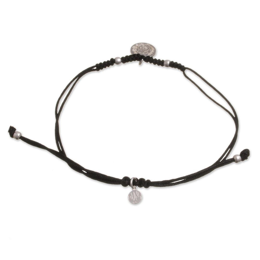 Sterling Peruvian Coat of Arms Charm Bracelet in Black - Peruvian Shield in Black