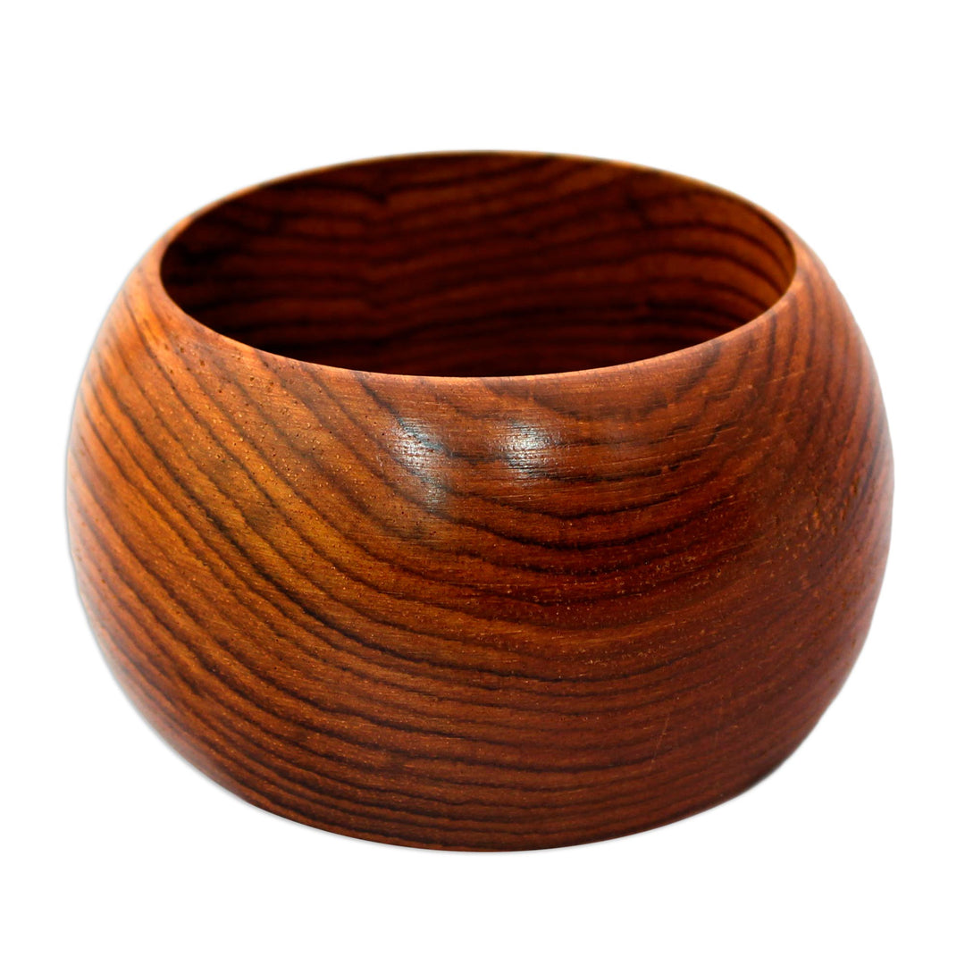 Hand-Carved Mango Wood Bangle Bracelet from India - Mystical Lines