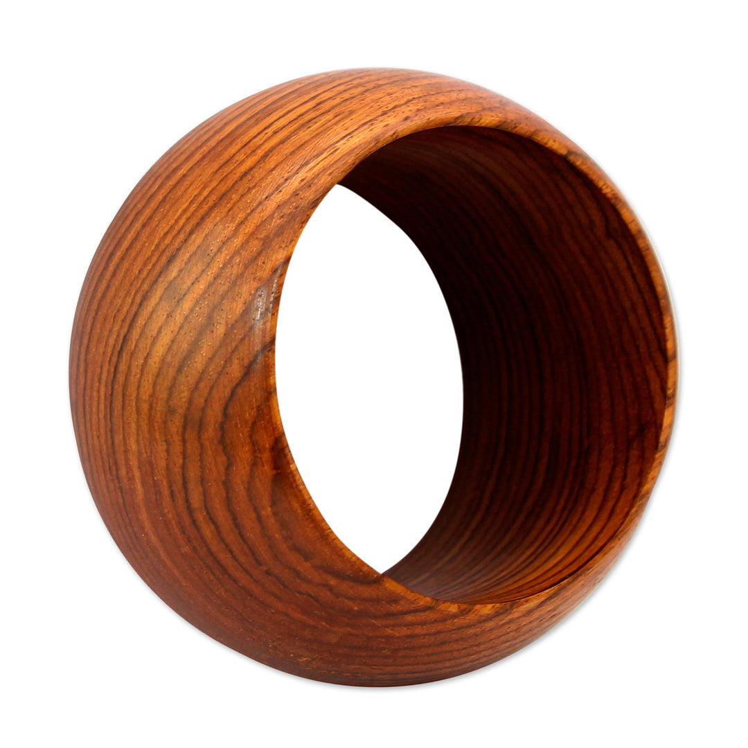 Hand-Carved Mango Wood Bangle Bracelet from India - Mystical Lines