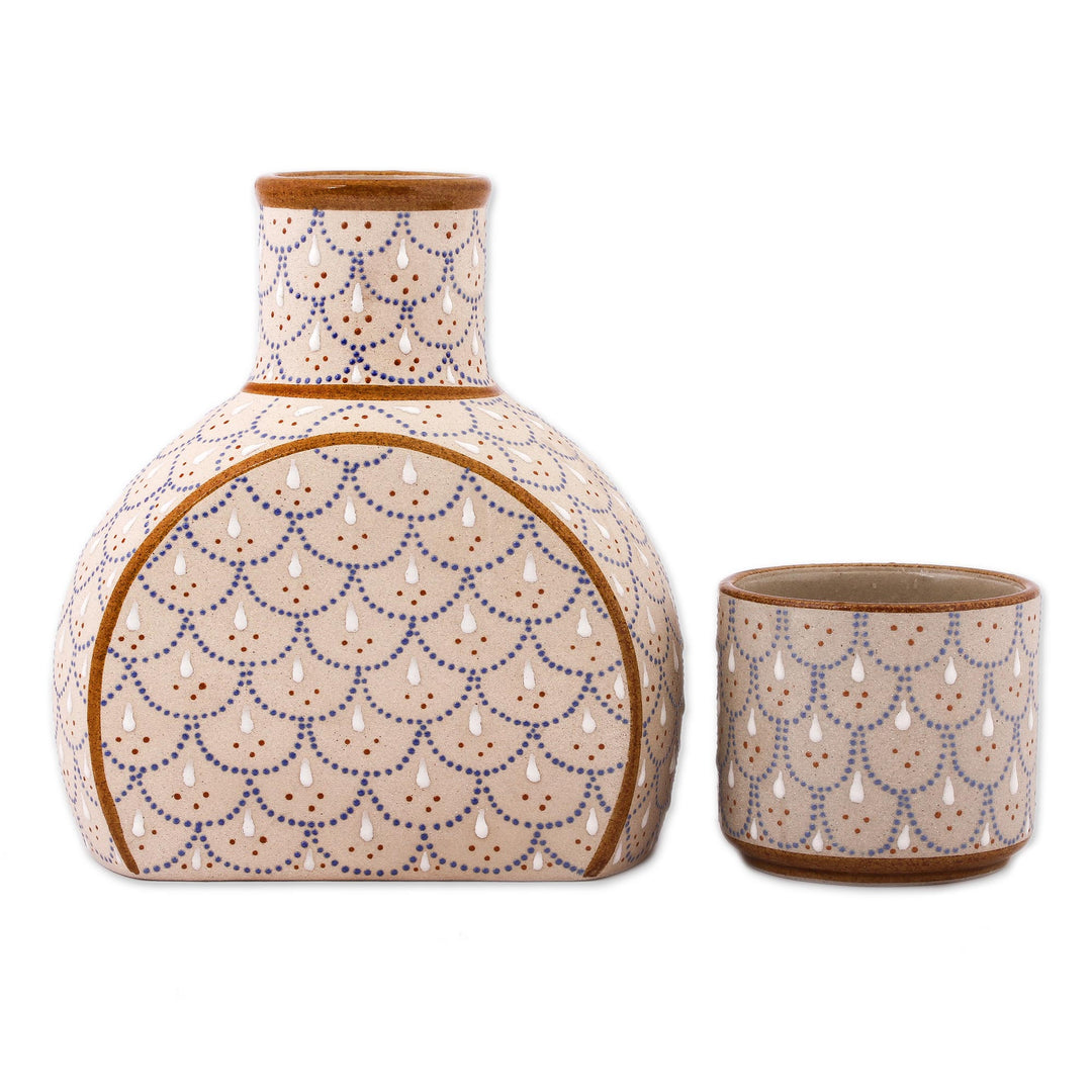 Grey and Beige Ceramic Decanter with Cup Lid (2-Piece Set) - Downy Dew