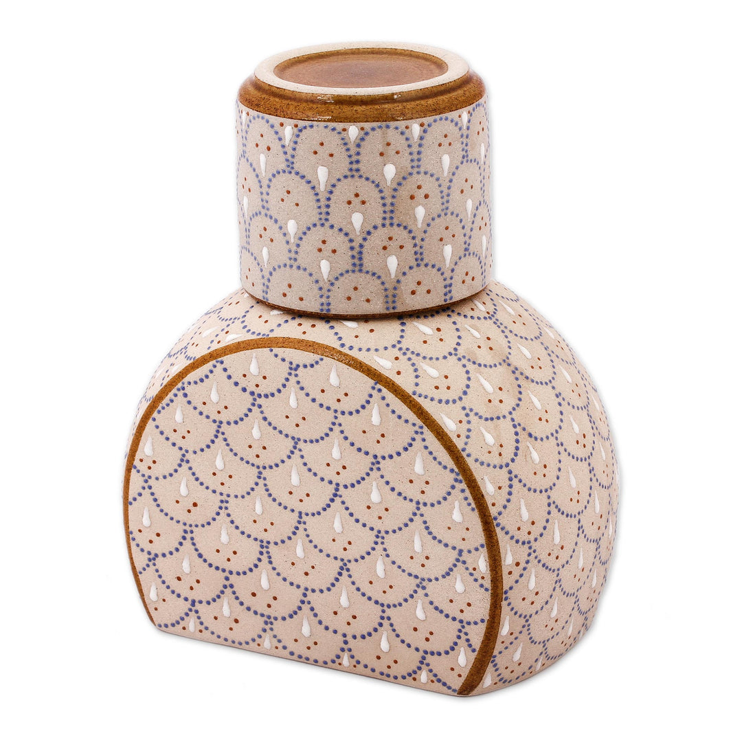 Grey and Beige Ceramic Decanter with Cup Lid (2-Piece Set) - Downy Dew