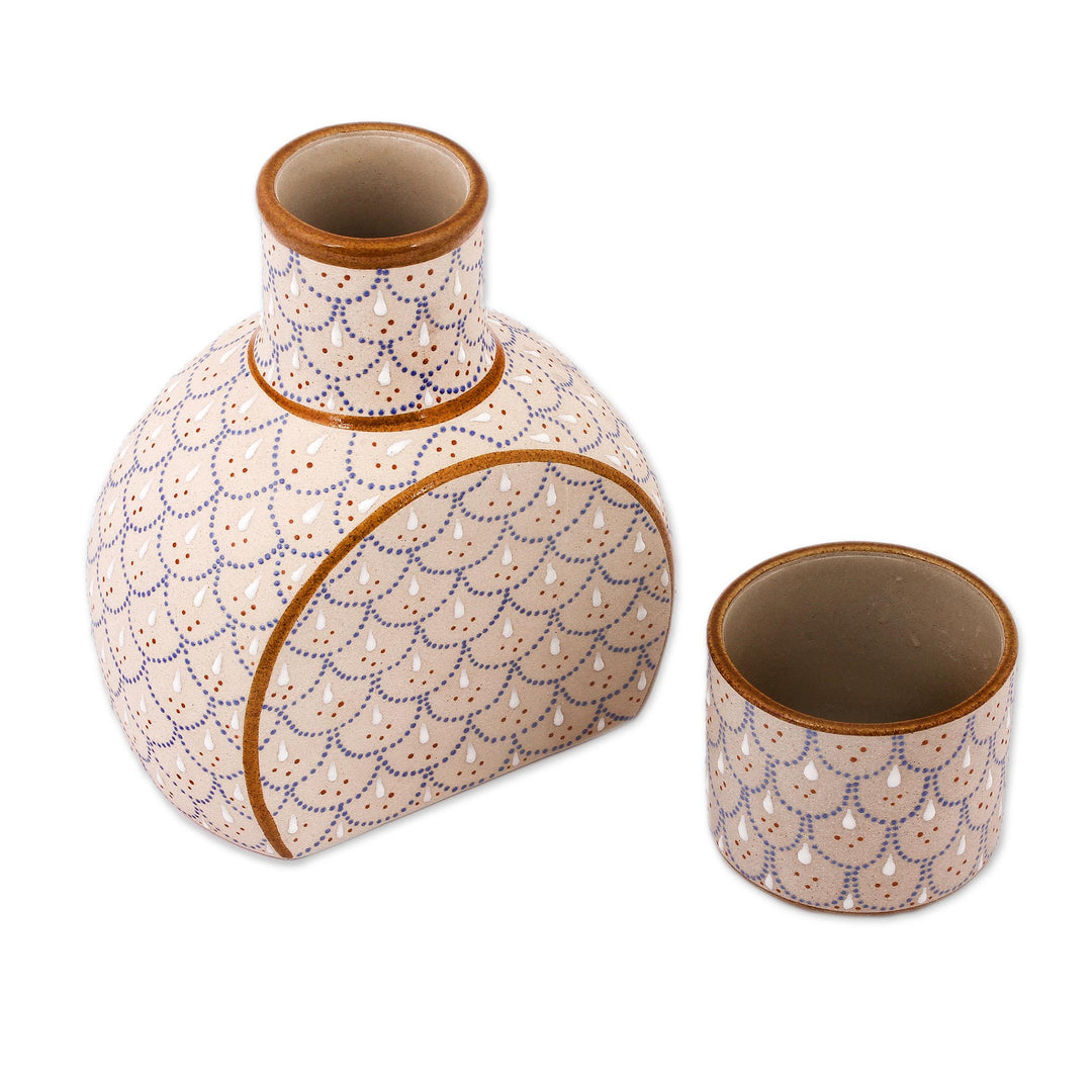 Grey and Beige Ceramic Decanter with Cup Lid (2-Piece Set) - Downy Dew