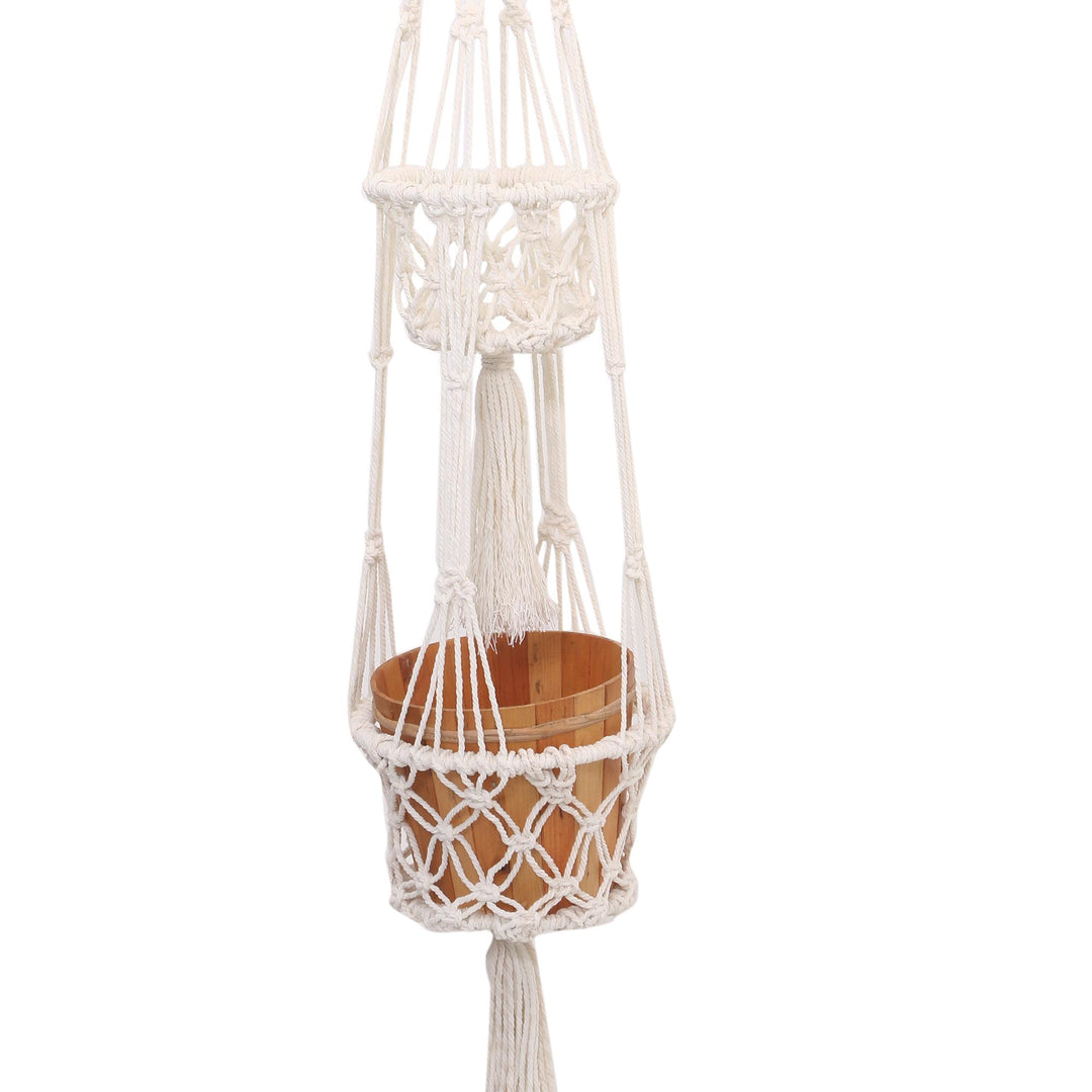 Handwoven Double Cotton Flower Pot Hanger from Bali - Ubud Plants