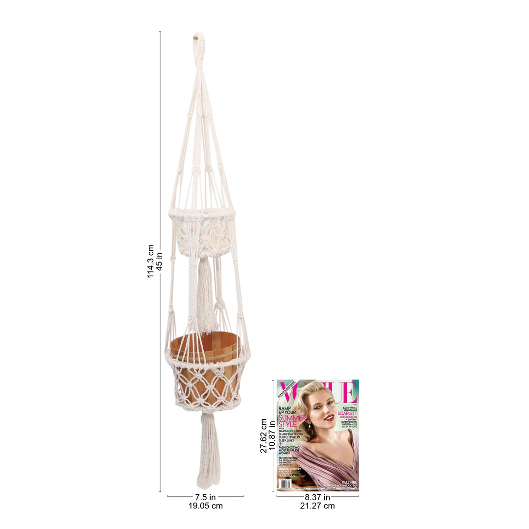 Handwoven Double Cotton Flower Pot Hanger from Bali - Ubud Plants