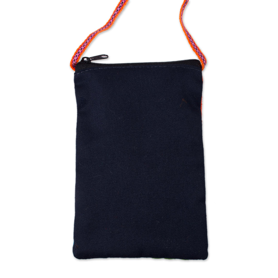 Cotton Blend Arpillera Patchwork Cell Phone Case from Peru - Afternoon in the Andes