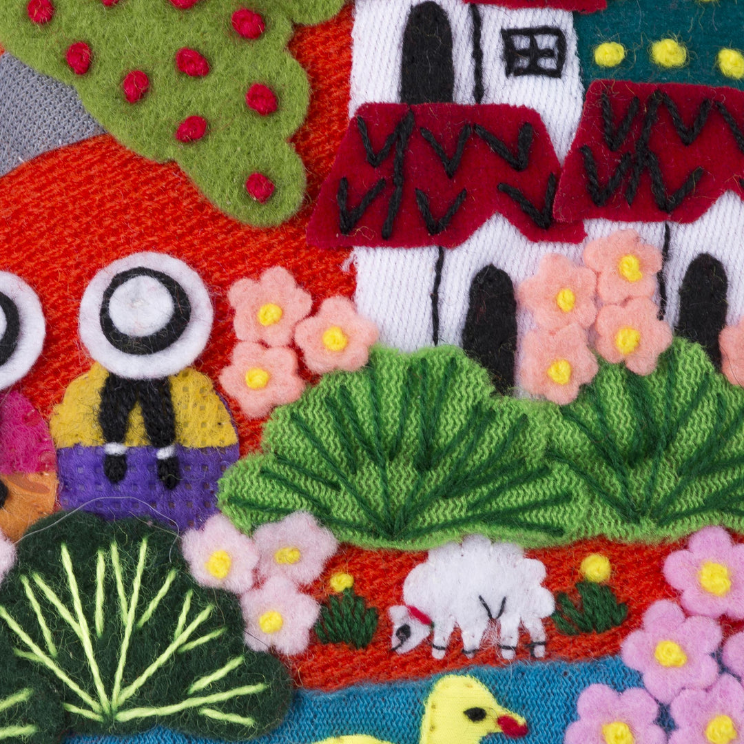 Cotton Blend Arpillera Patchwork Cell Phone Case from Peru - Afternoon in the Andes