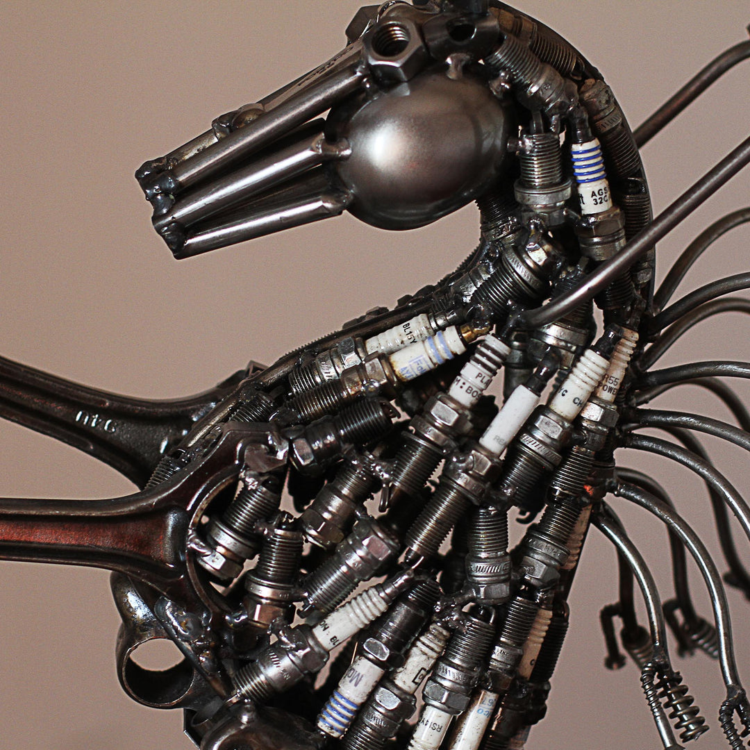 Upcycled Metal Motorcycle Horse Sculpture from Mexico - Iron Horse