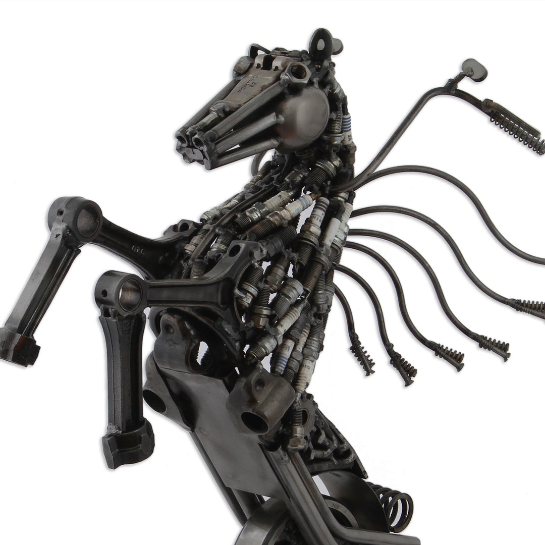 Upcycled Metal Motorcycle Horse Sculpture from Mexico - Iron Horse
