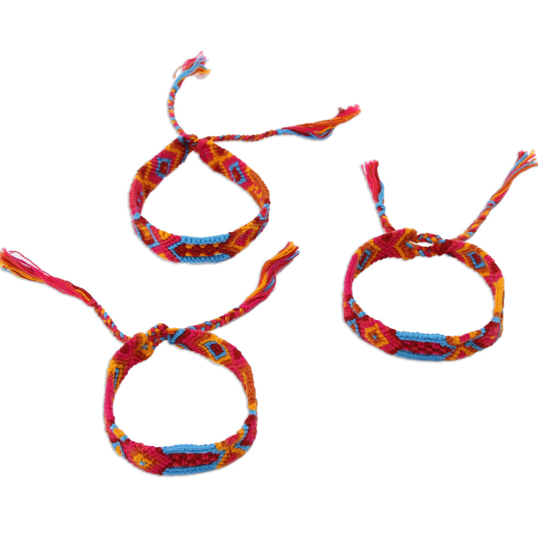 Bright Cotton Wristband Bracelet from Mexico (Set of 3) - Forever Friends