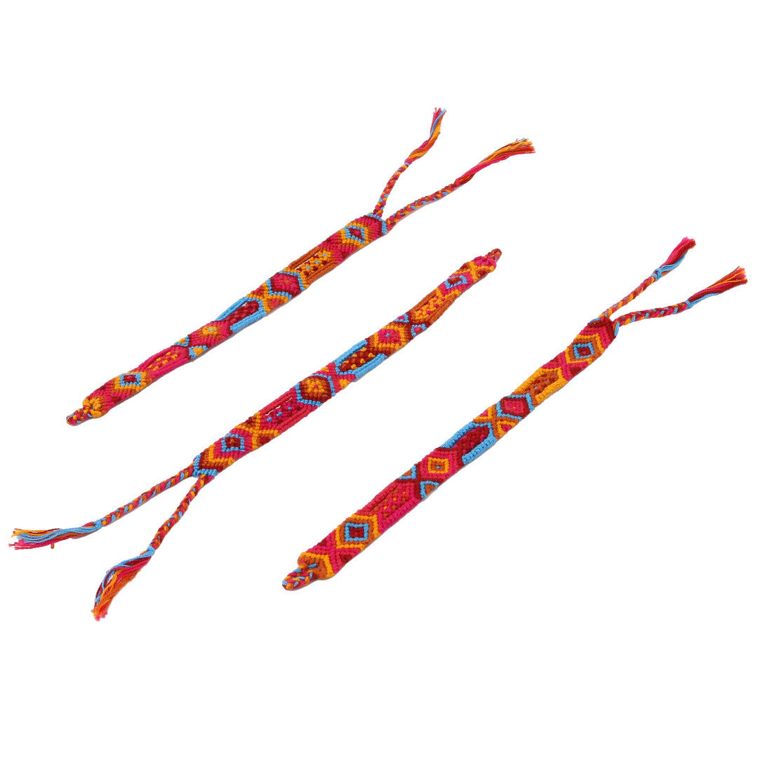 Bright Cotton Wristband Bracelet from Mexico (Set of 3) - Forever Friends