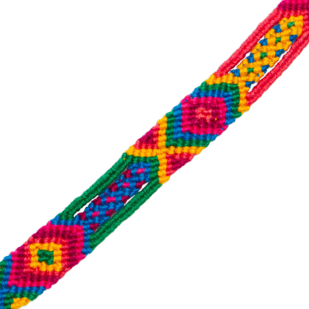 Multicolored Cotton Macrame Wristband Bracelet - Mandala Geometry