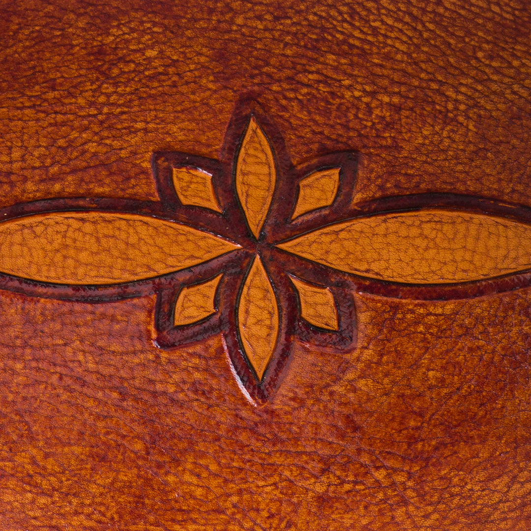 Handcrafted Leather Catchall from Peru - Gothic Flower