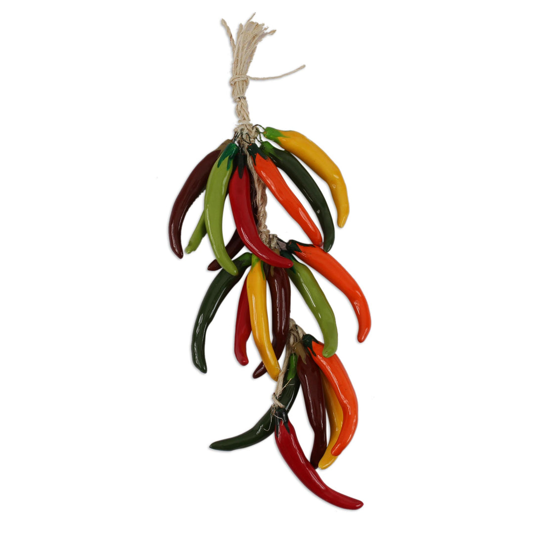 Ceramic Miracielo Pepper Decorative Ristra from Mexico - Miracielo Bunch