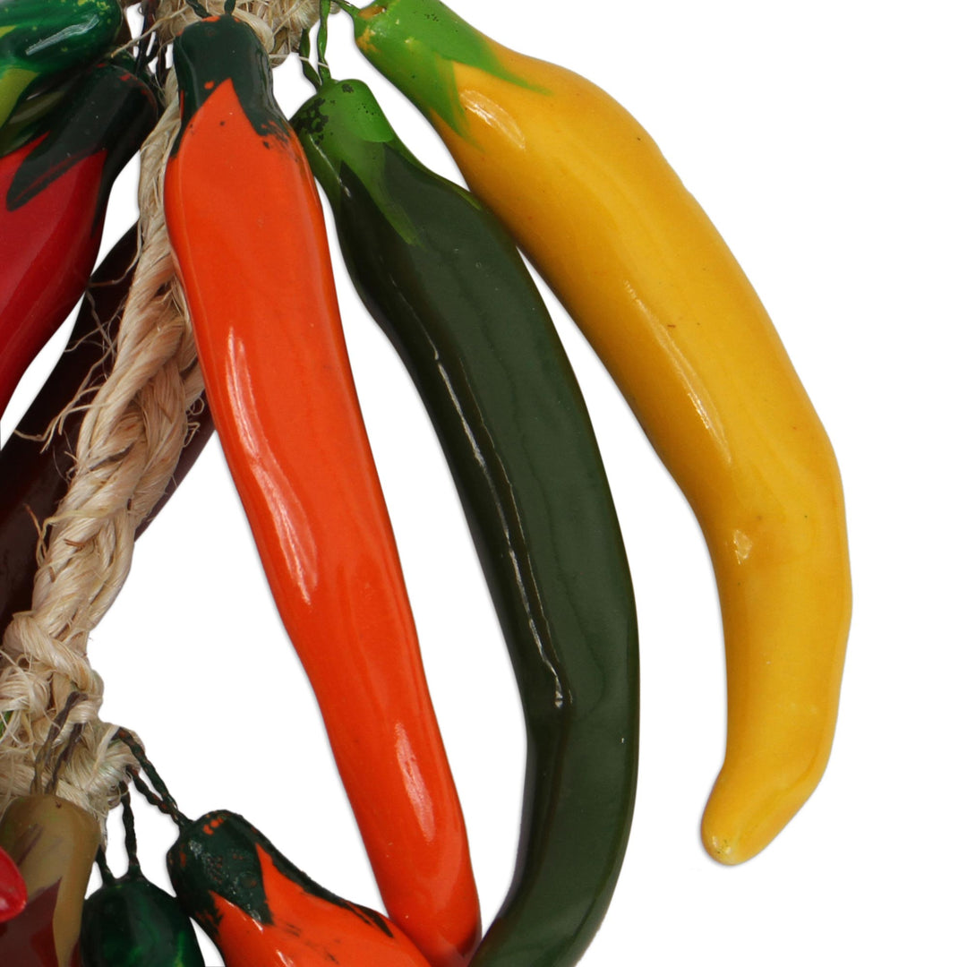 Ceramic Miracielo Pepper Decorative Ristra from Mexico - Miracielo Bunch