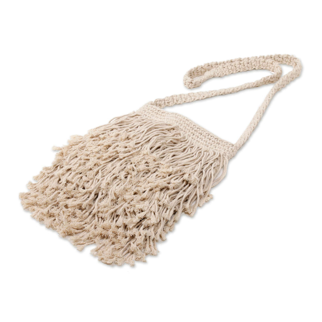 Hand-Knotted Cotton Sling with Fringes from Bali - Malang Majesty