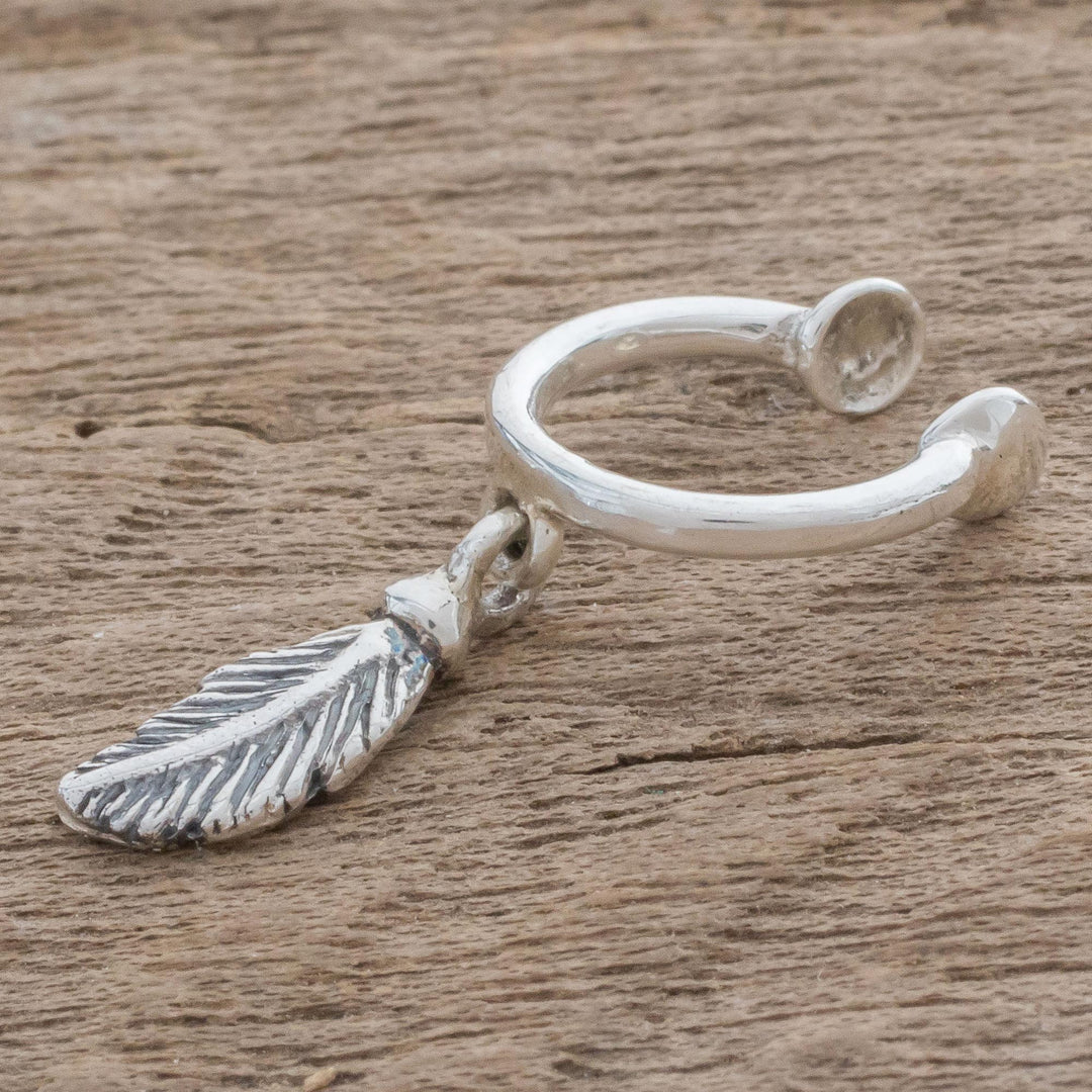 Sterling Silver Feather Ear Cuff from Guatemala - Freedom Feather