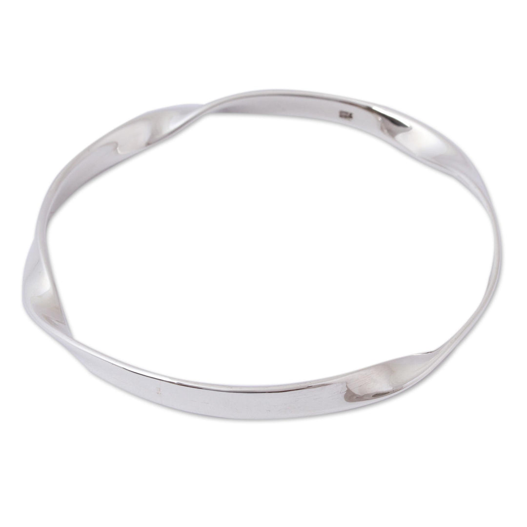 Modern Sterling Silver Bangle Bracelet from Mexico - Undulations