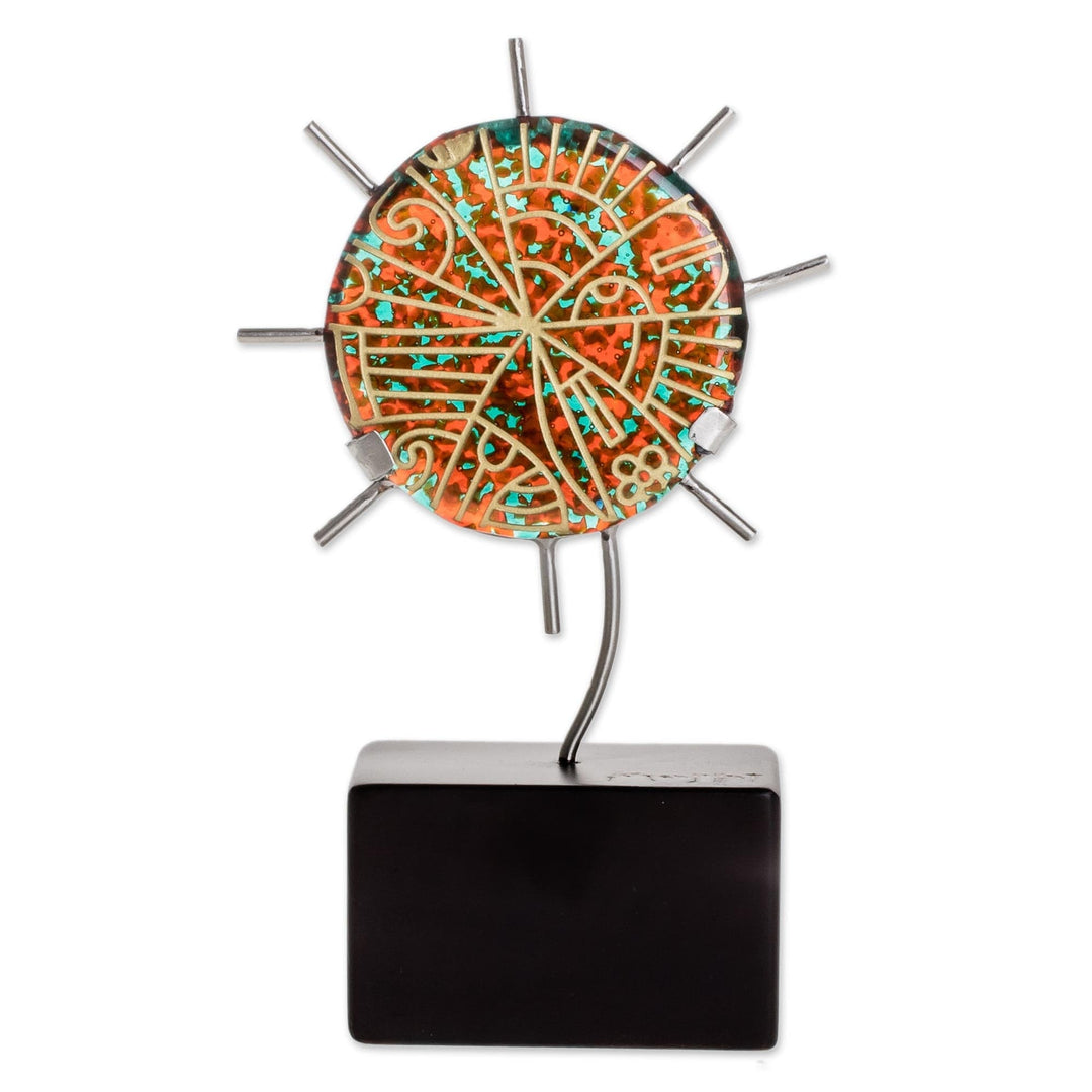 Sun-Themed Art Glass Sculpture from El Salvador - Mystic Sun