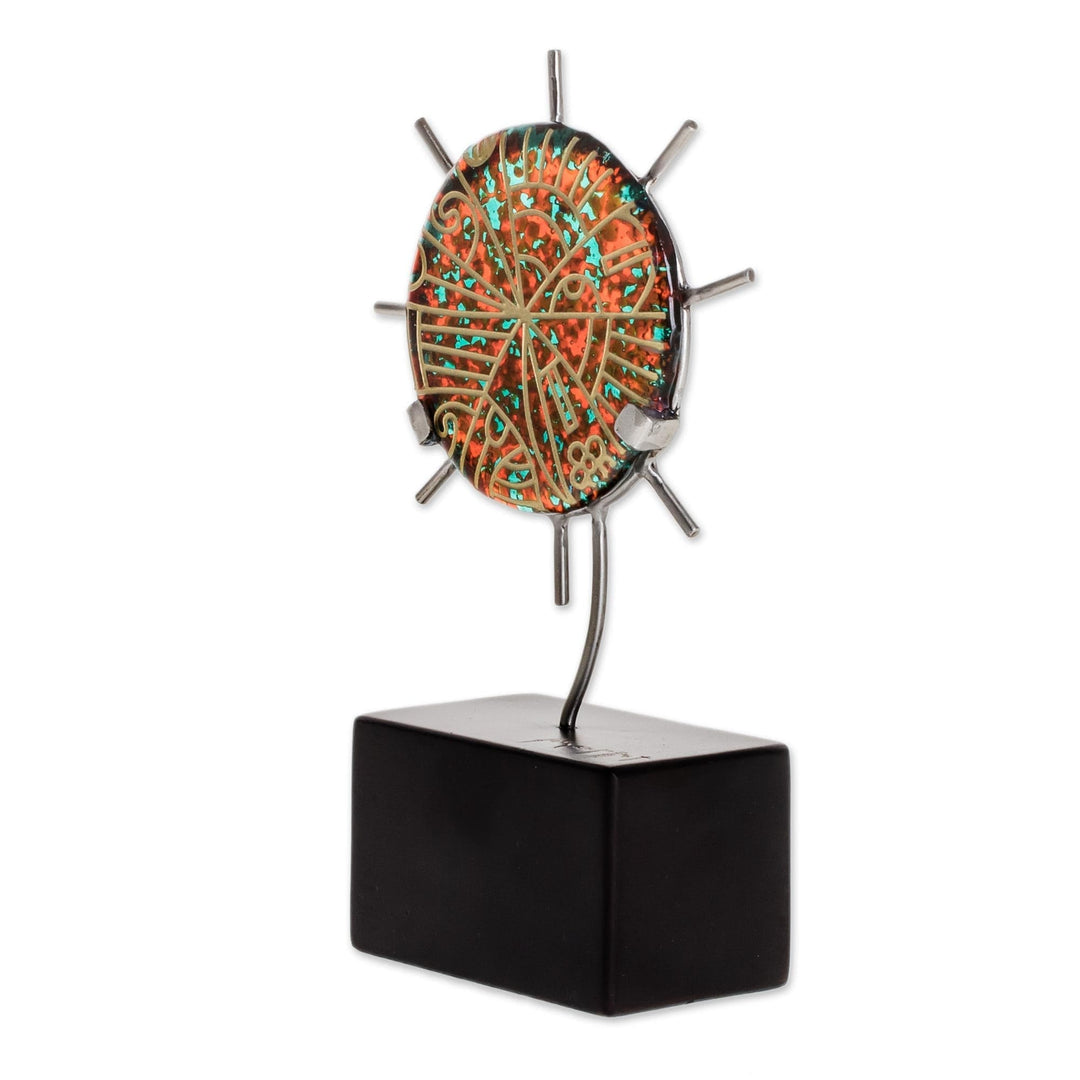 Sun-Themed Art Glass Sculpture from El Salvador - Mystic Sun