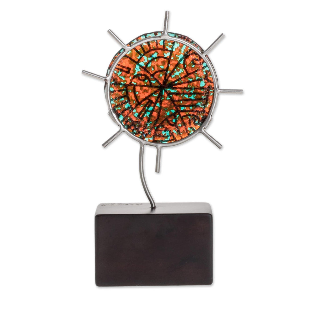 Sun-Themed Art Glass Sculpture from El Salvador - Mystic Sun