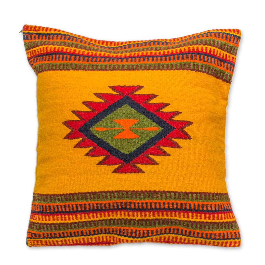 Woven Wool Cushion Cover from Mexico - Morning Star