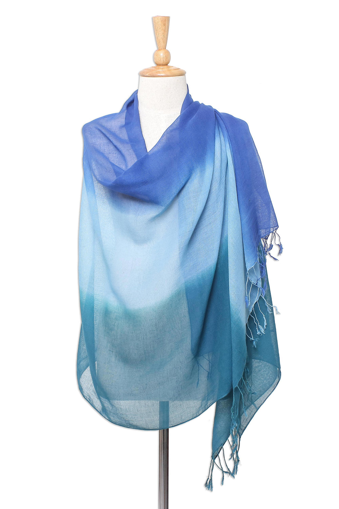 Ombre Cotton Shawl in Blue from Thailand - Cool Night