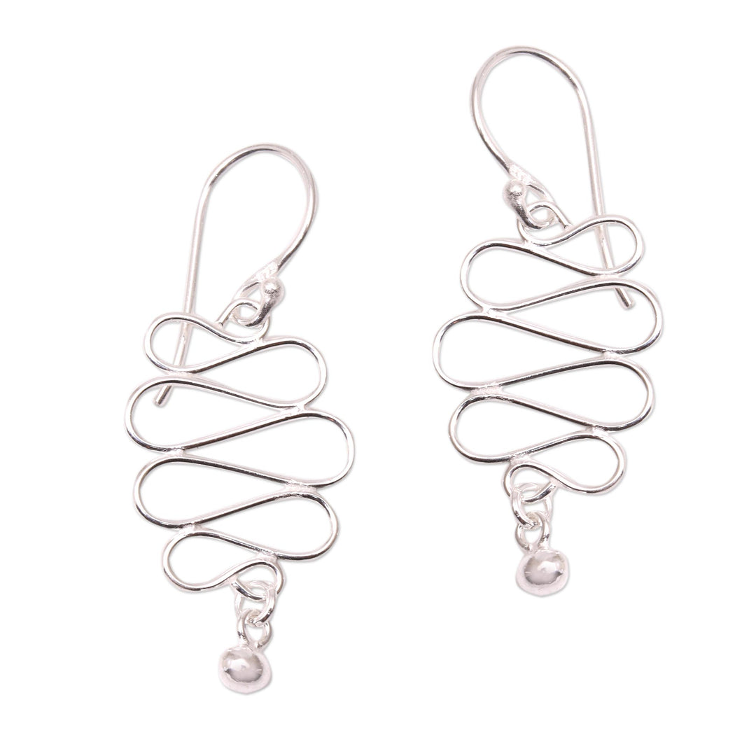 Wavy Sterling Silver Dangle Earrings Crafted in Bali - Bali Current