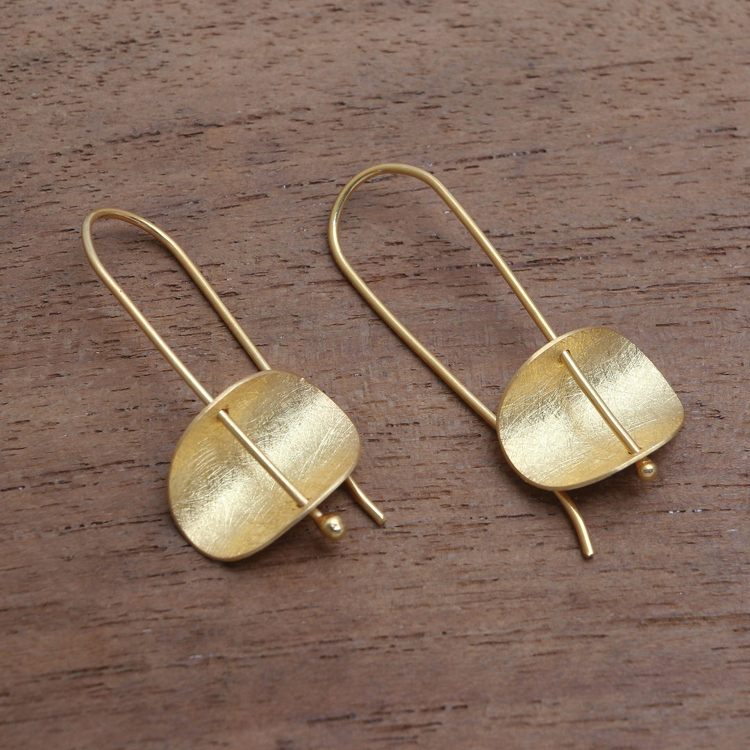 Modern 18k Gold Plated Sterling Silver Drop Earrings - Urban Minimalism