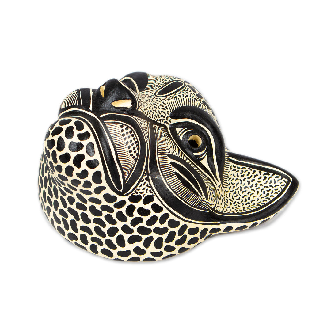 Ceramic Jaguar Mask in Buff from Mexico - Jaguar Beauty