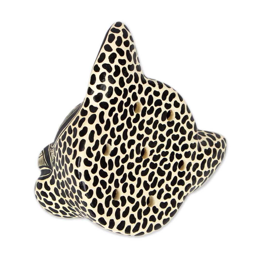 Ceramic Jaguar Mask in Buff from Mexico - Jaguar Beauty
