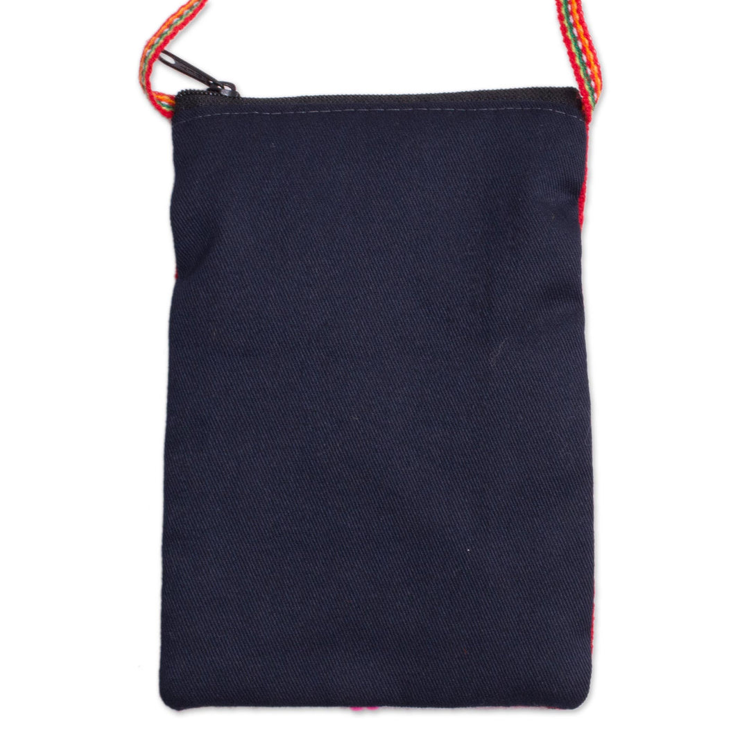 Handcrafted Arpillera Cotton Blend Cell Phone Bag from Peru - Mama of the Andes