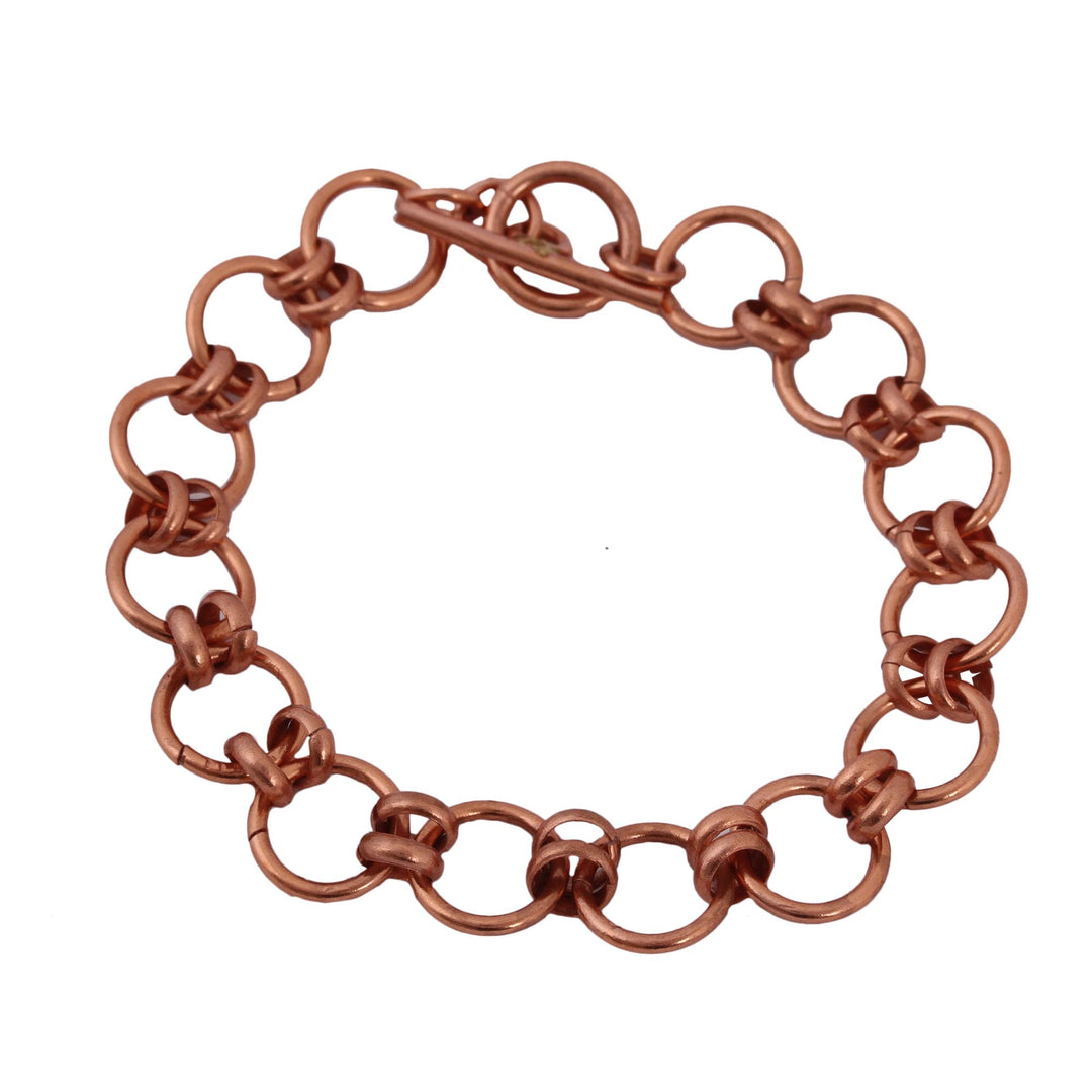 Handmade Copper Link Bracelet from Mexico - Antique Rings