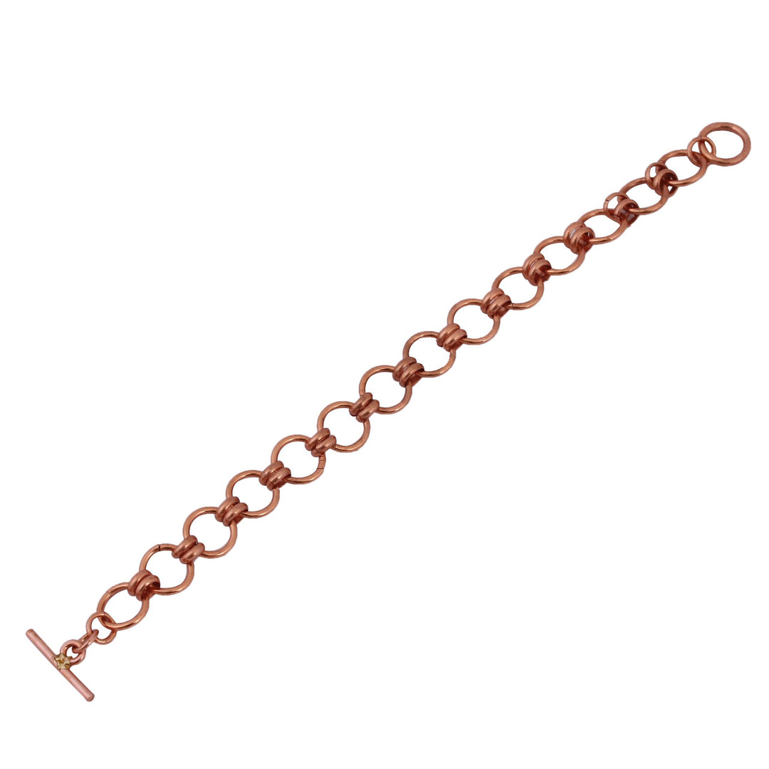 Handmade Copper Link Bracelet from Mexico - Antique Rings