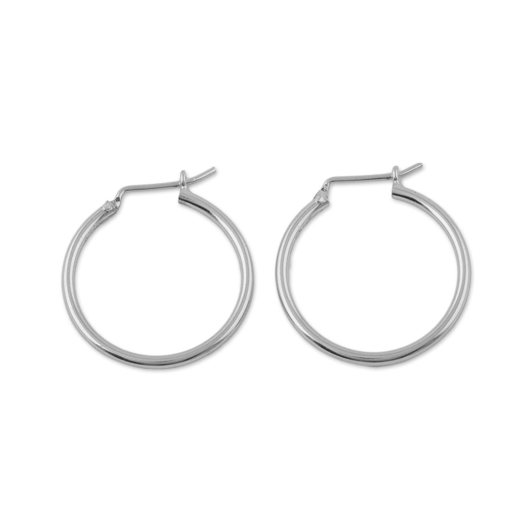 High-Polish 925 Sterling Silver Hoop Earrings from Peru - Eternal Gleam